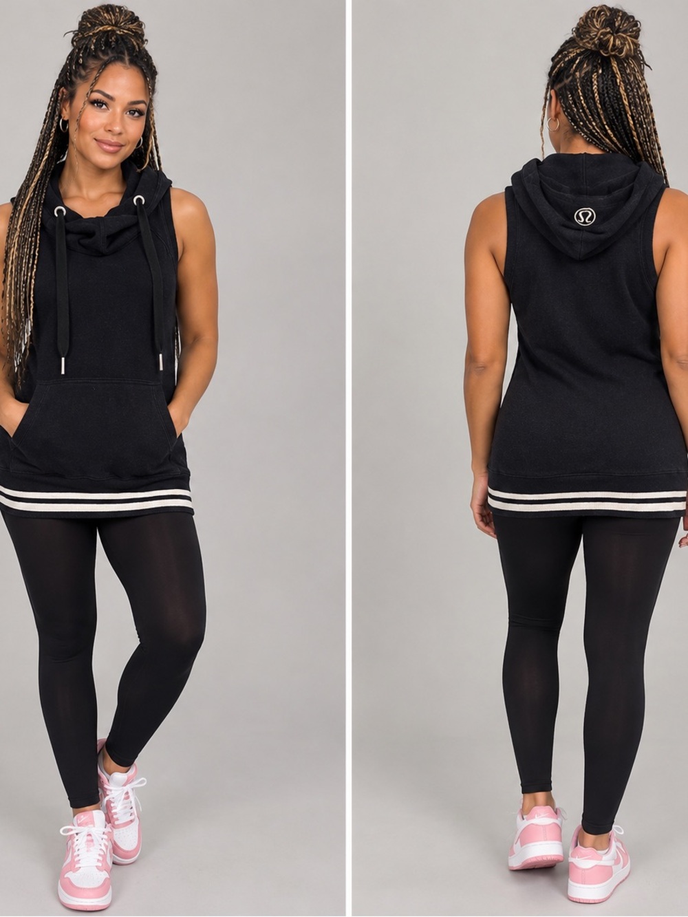 Vintage Lululemon  athletica Black Sleeveless Hooded Flashback Hoodie